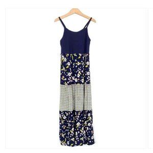 Xhilaration Girls Spaghetti Strap Sundress Floral Maxi Length Blue Dress